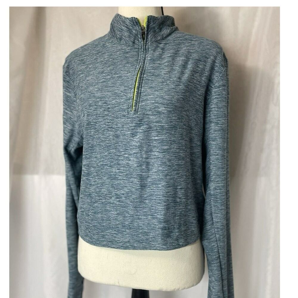 Hind Women's 1/4 Zip Large Running Athletic Top Thumb Hole Shorter Length